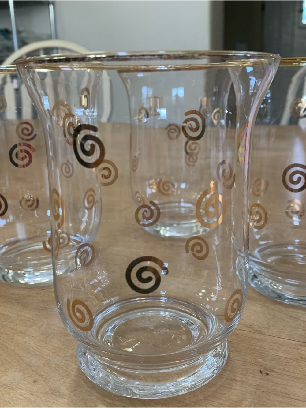 Candle Holders Glads with Gold Trim and Swirls - Set of 4